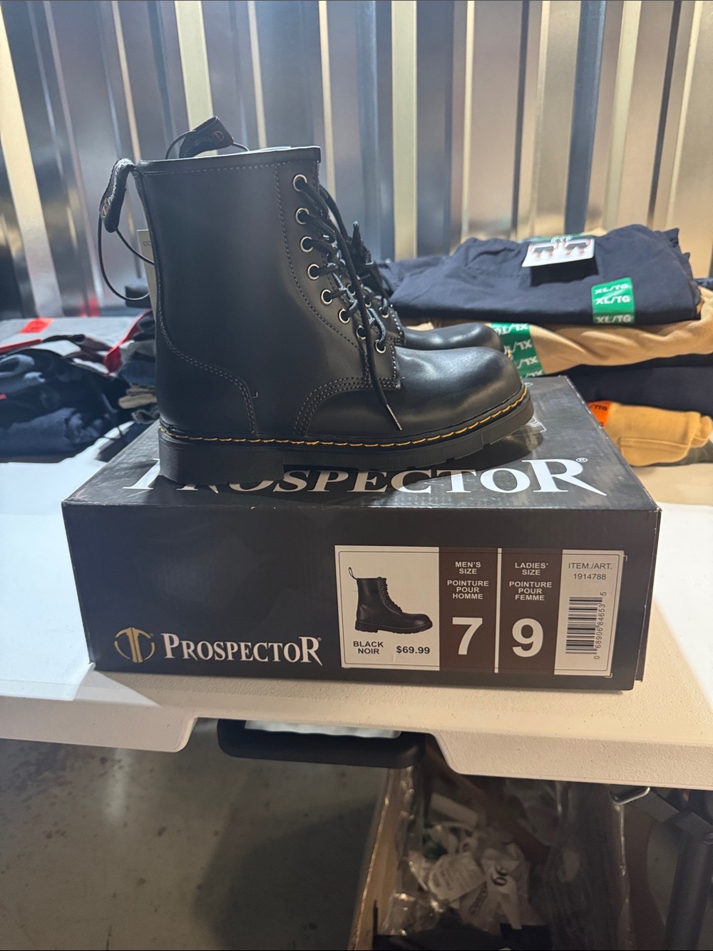 Men's Black Leather Lace-Up Combat Boots